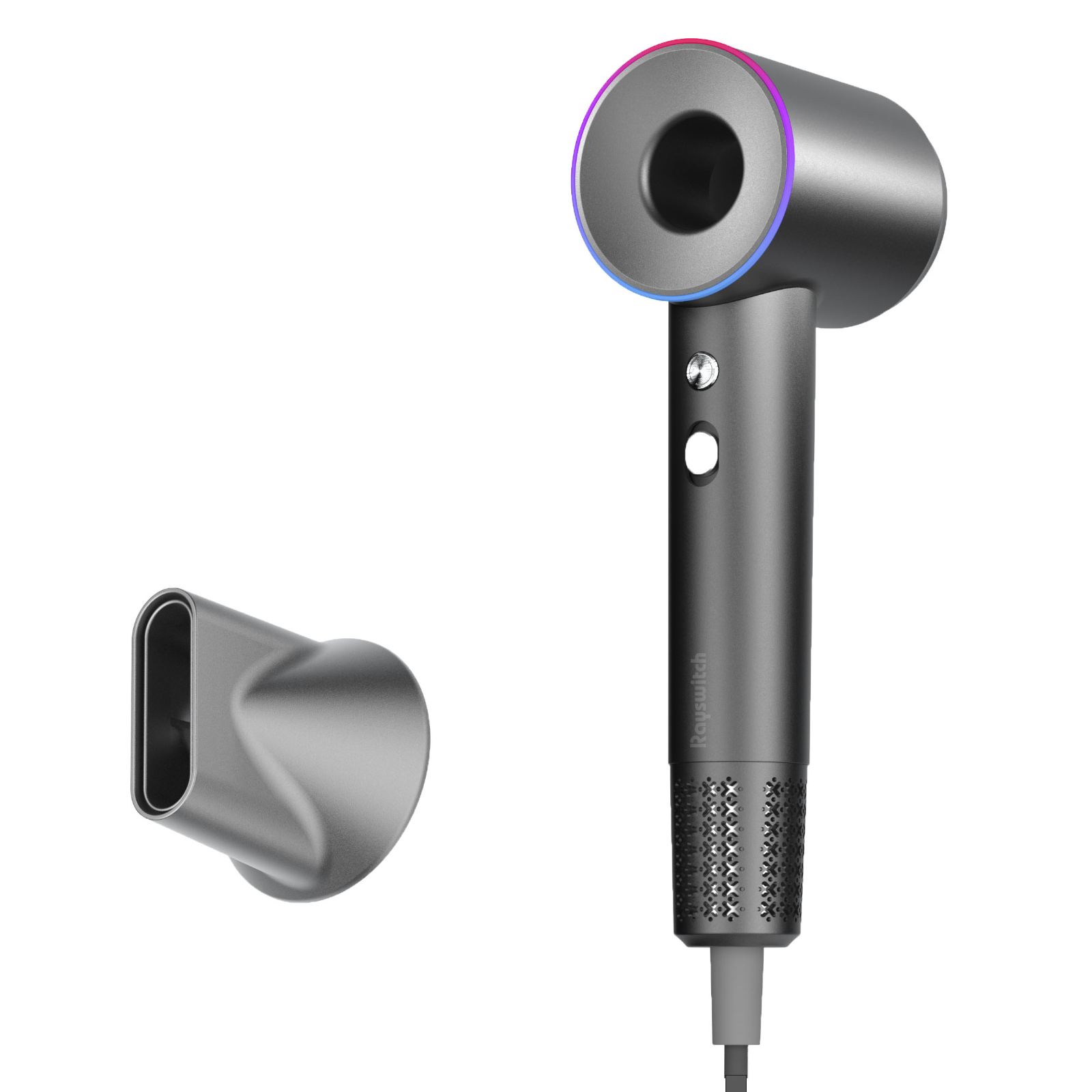 Rayswitch hair dryer with styling nozzle